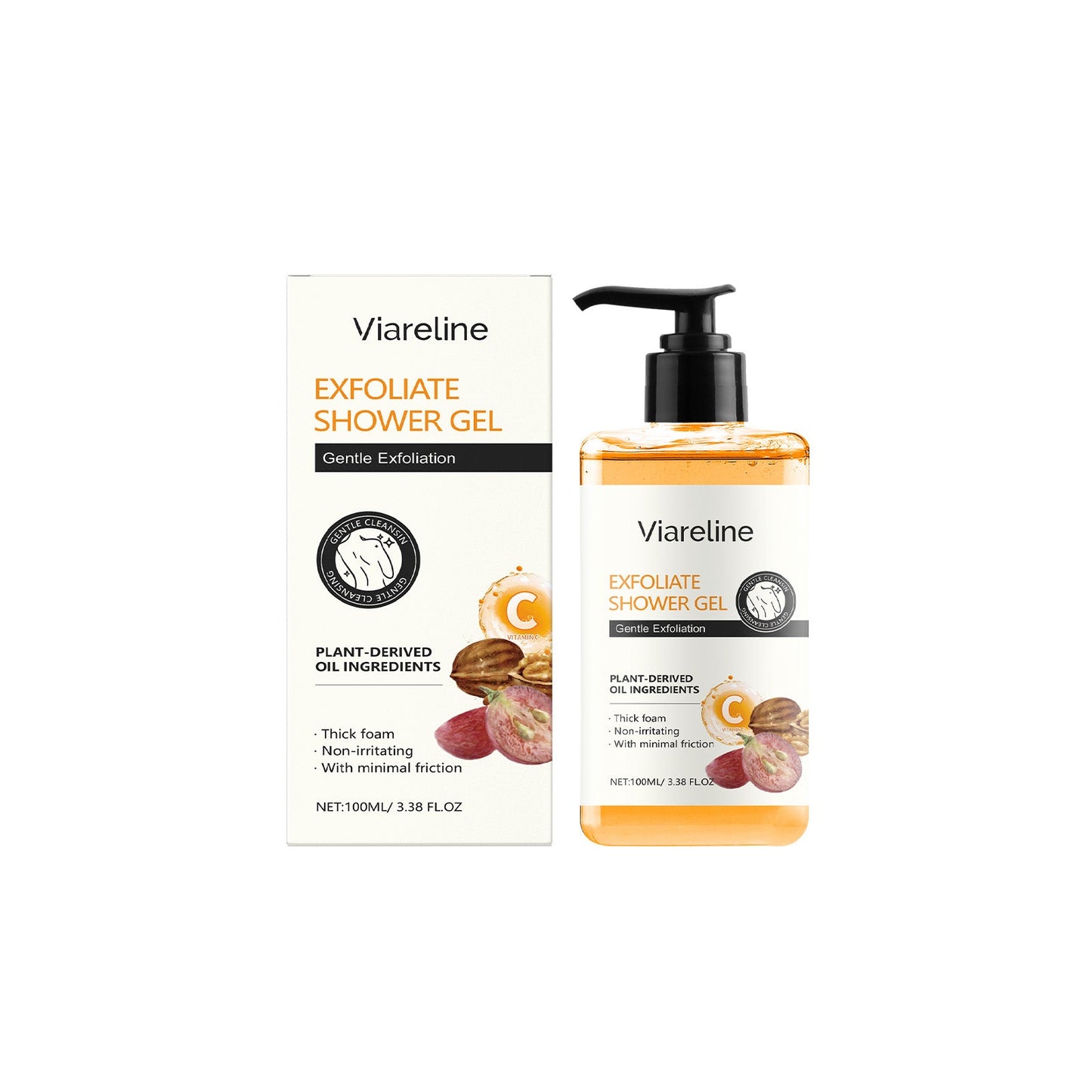 Gel douche exfoliant doux avec huile de pépins de raisin hydratante