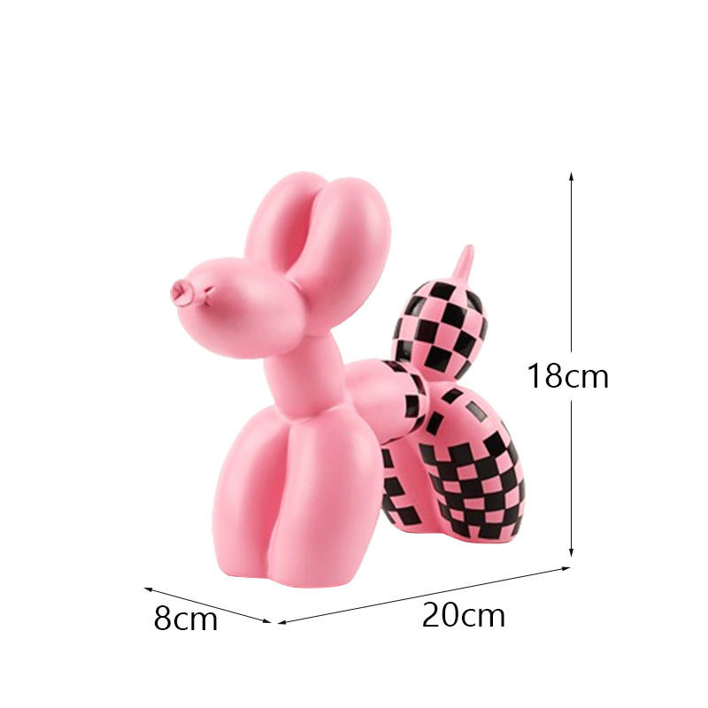 New black and white plaid balloon dog ornaments creative TV cabinet wine cabinet living room porch resin crafts - Korvel