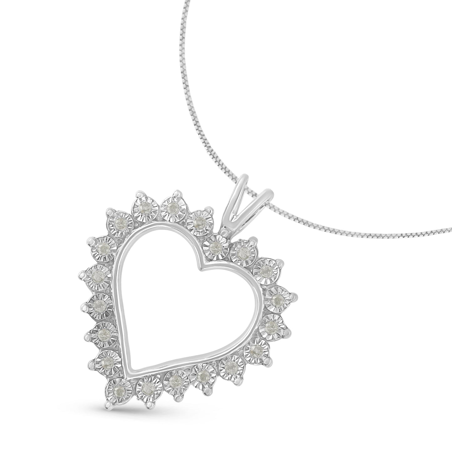 Collar con colgante de corazón abierto de diamante en plata esterlina .925