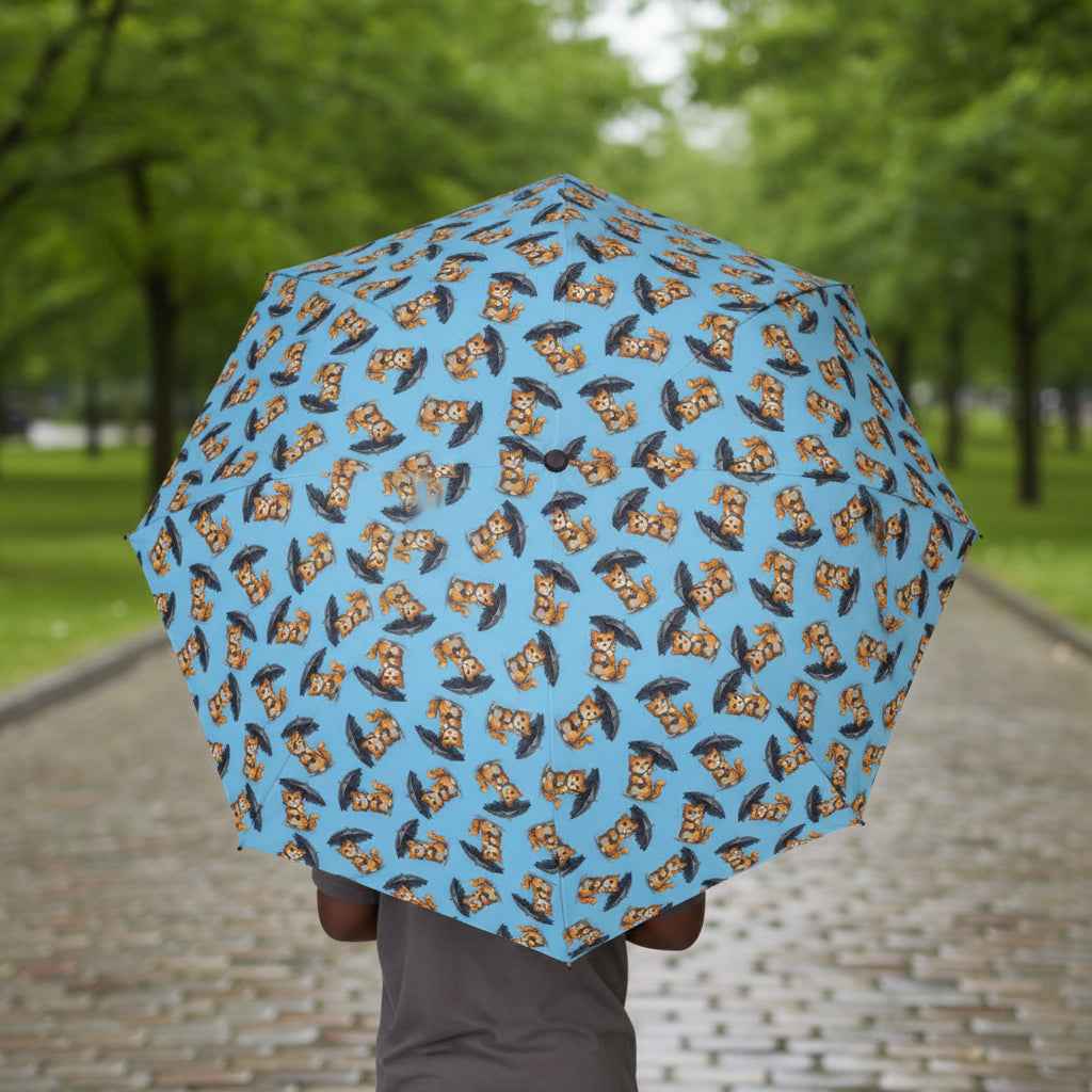 Paraguas de Gato Bonito – Estampado de Gatito en Azul Cielo