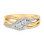 Anillo de Bypass de Diamantes de Plata Esterlina Baño de Oro Amarillo de 14K