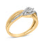 Anillo de Bypass de Diamantes de Plata Esterlina Baño de Oro Amarillo de 14K