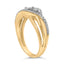 Anillo de Bypass de Diamantes de Plata Esterlina Baño de Oro Amarillo de 14K