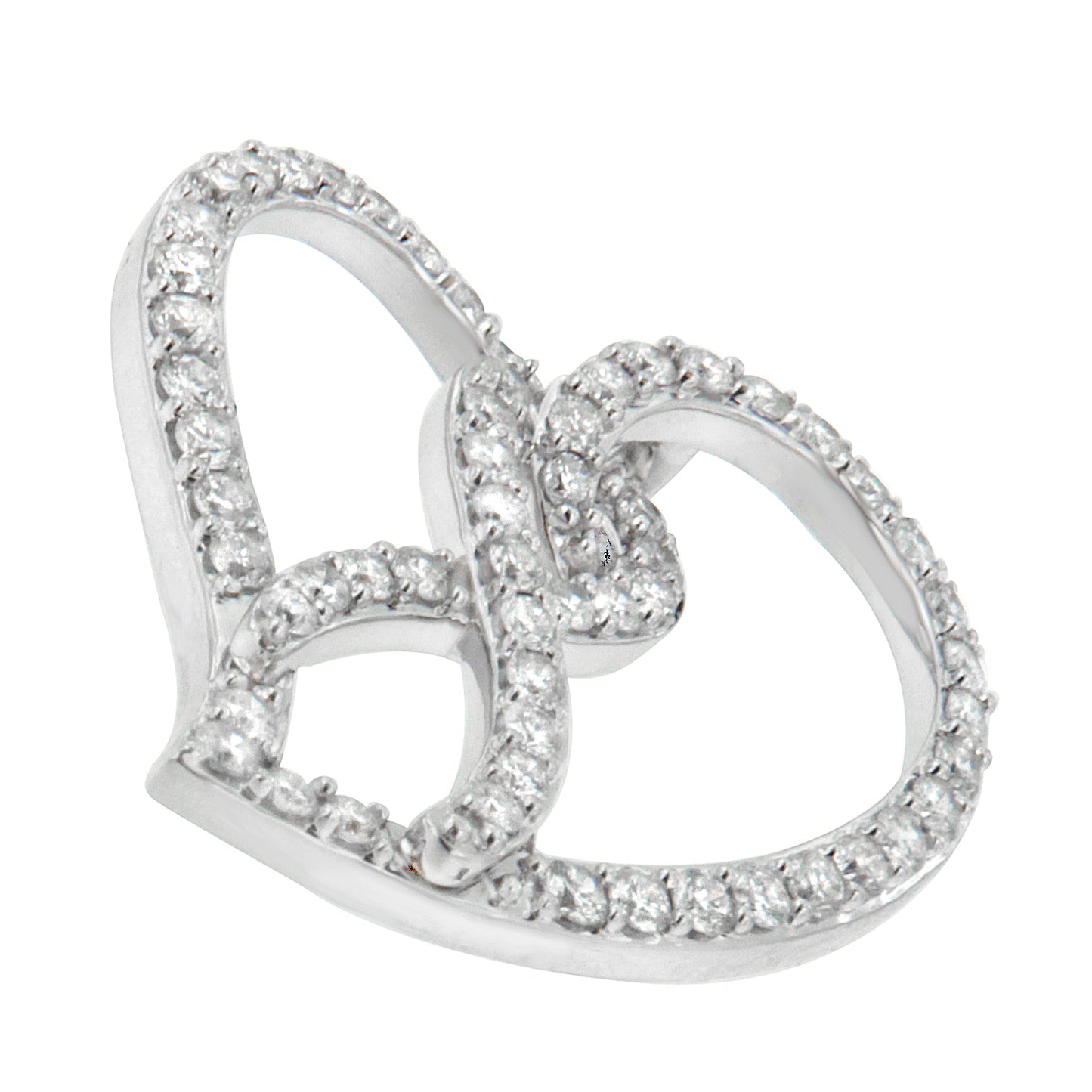 Collar con colgante de corazón y cinta de concienciación de diamantes en oro blanco de 14 quilates