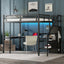 Full Size Loft Bed with L-shaped Desk and USB - Black