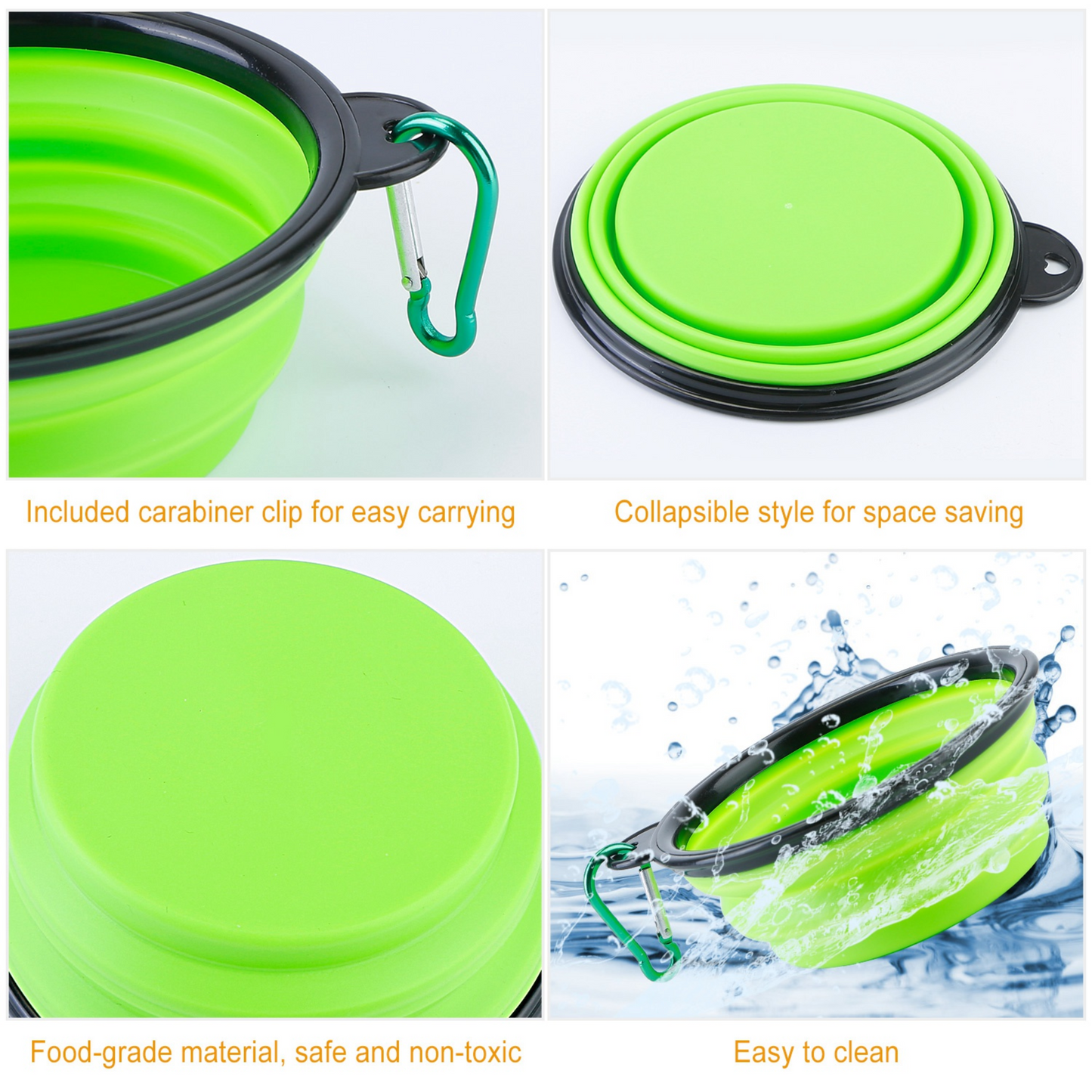 GBruno 4Pcs Cuencos de Silicona Colapsables para Perros