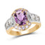 Bague cocktail en améthyste et tanzanite plaquée or jaune 14K