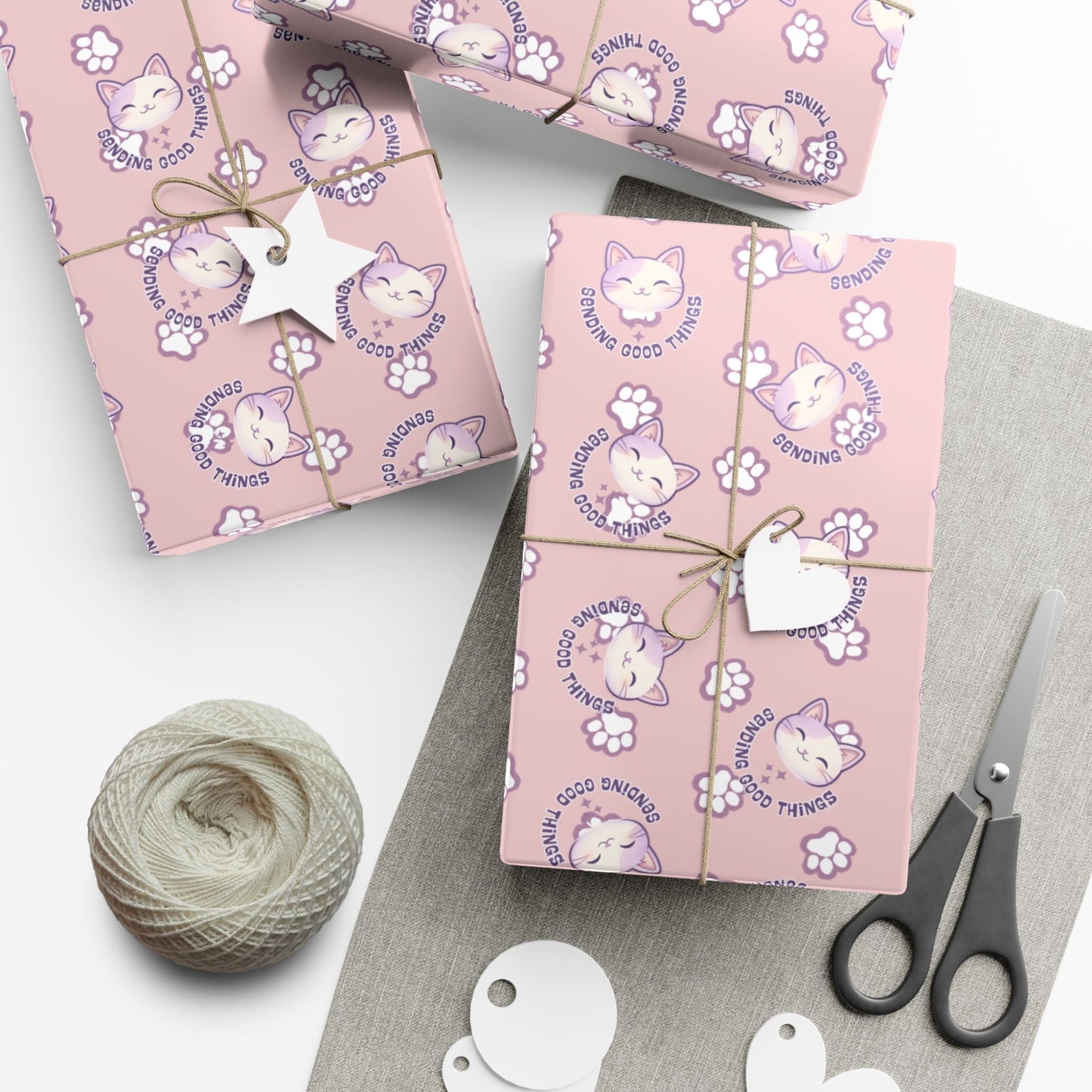 Smiling Cat Pattern Gift Wrap - All-Purpose Wrapping Paper