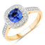 Bague de fiançailles en saphir bleu et diamant de 1,31 carat en or jaune 18K