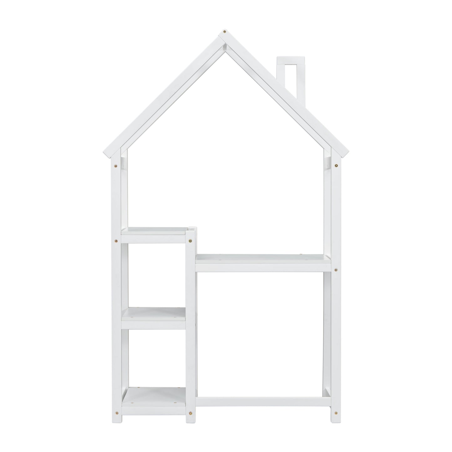 House-shaped Wooden writing Desk,Kids study Table,Bookshelf & Toy Storage,White - Korvel