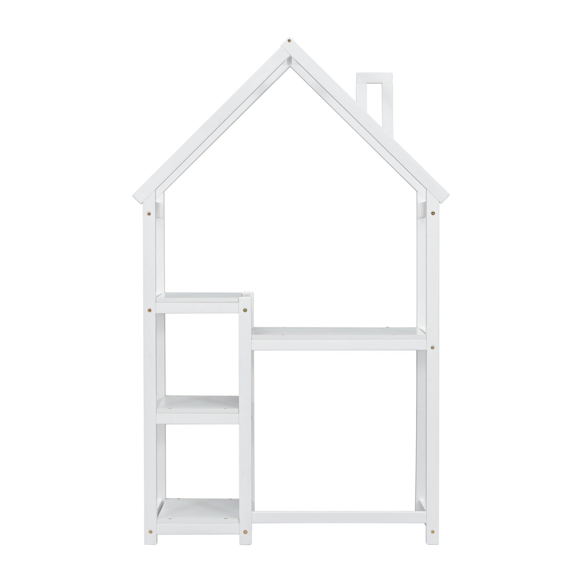 House-shaped Wooden writing Desk,Kids study Table,Bookshelf & Toy Storage,White - Korvel