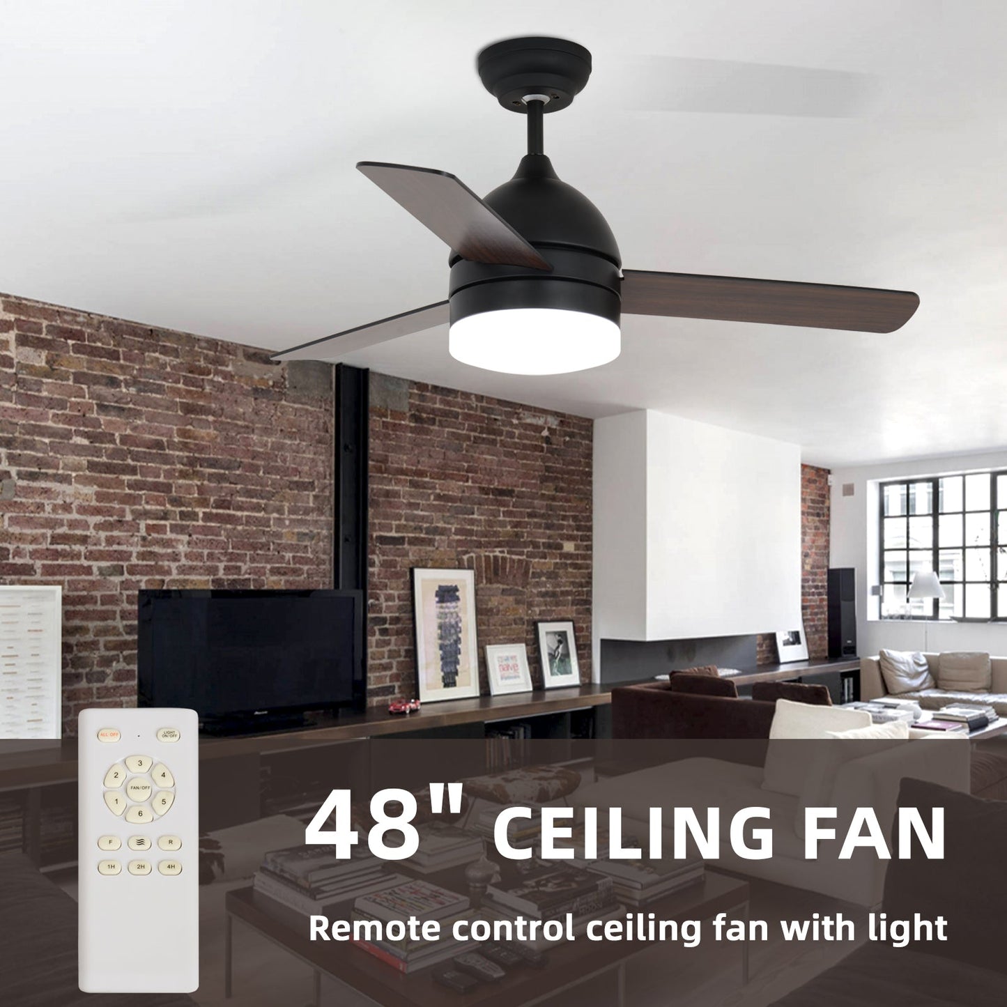 Ventilador de Techo de Palas Rectas Minimalista de 48 Pulgadas