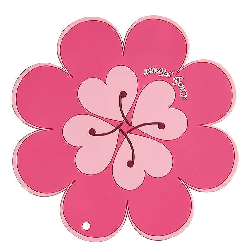 Lucky Flower Heat Insulation Mat Simple Wind Table Heat Insulation Mat Anti scalding Bowl and Dish Mat Household Plate Mat PVC Mat - Korvel
