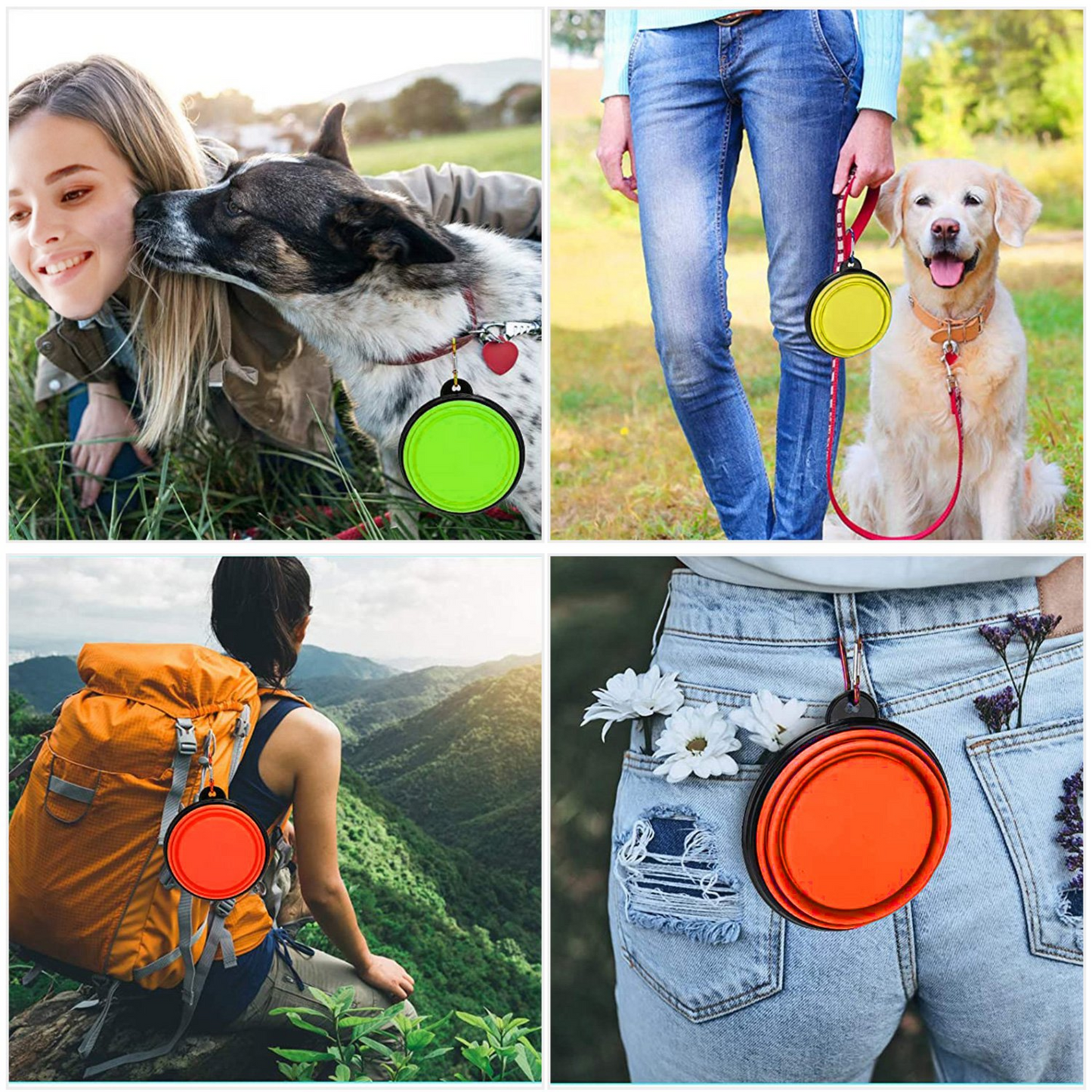 GBruno 4Pcs Cuencos de Silicona Colapsables para Perros