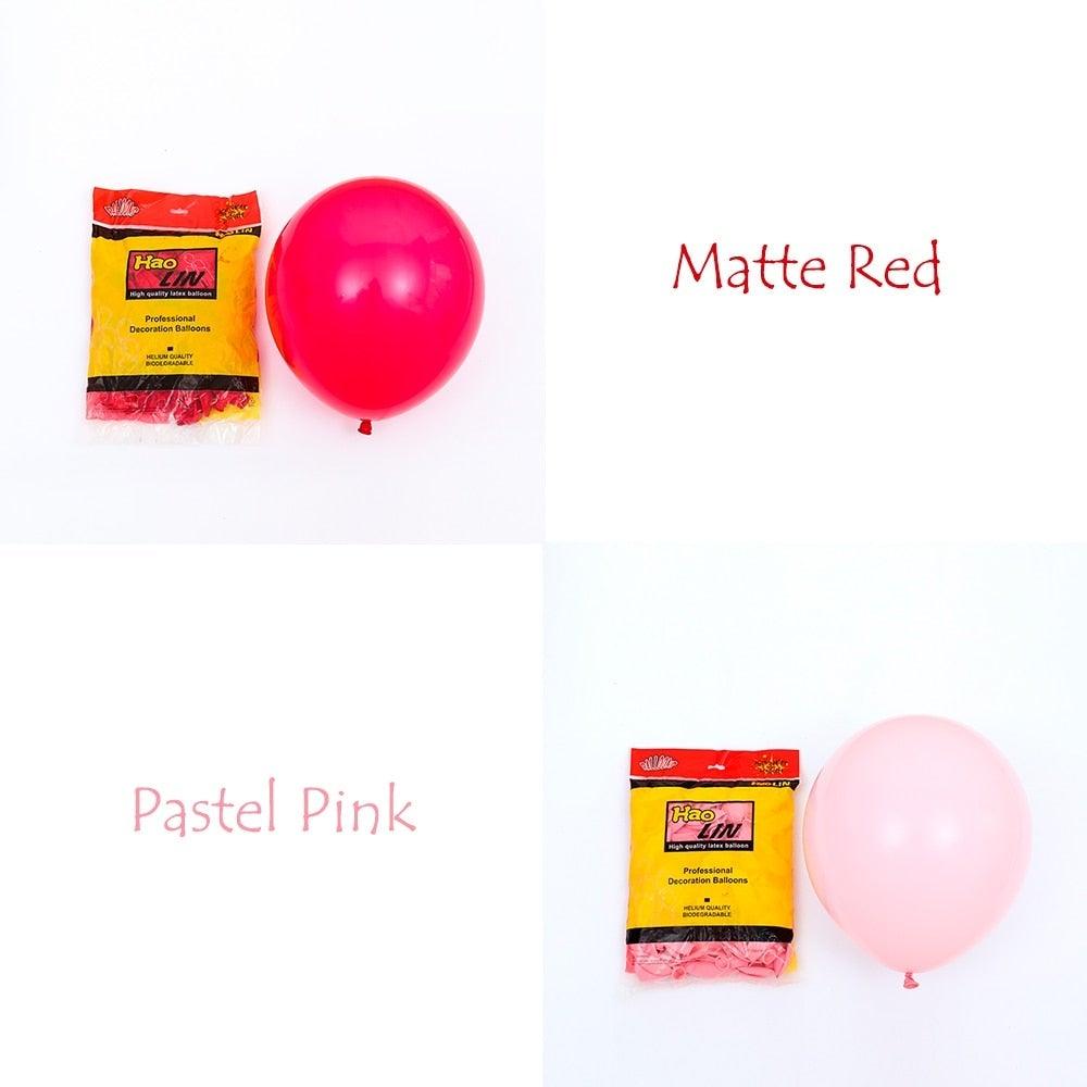 Kit de guirnalda de globos de 177 piezas en rosa pastel mate y rojo rubí