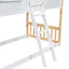 Twin over Twin House Bunk Bed with Roof , Window, Window Box, Door , with Safety Guardrails and Ladder, Natural/White - Korvel