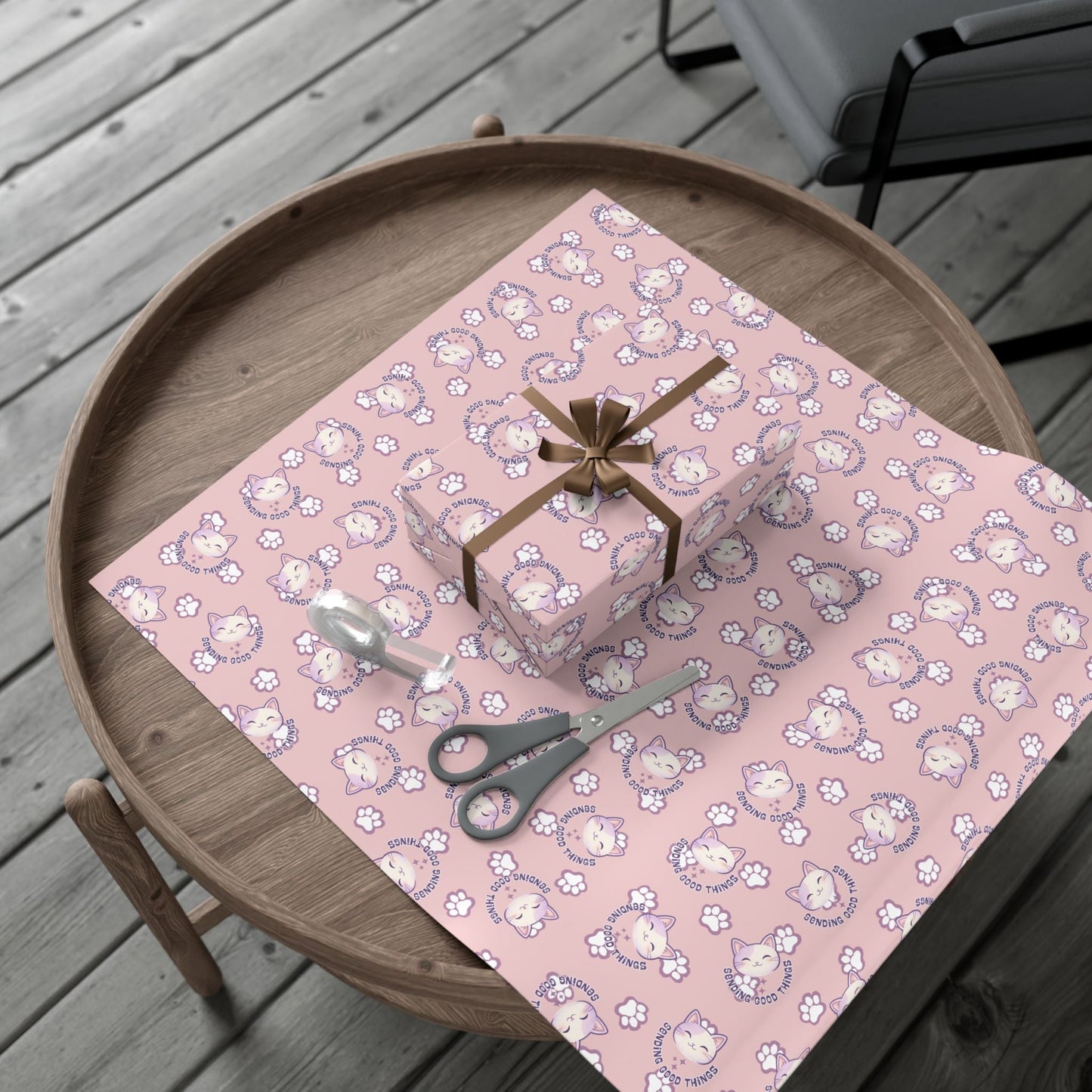 Smiling Cat Pattern Gift Wrap - All-Purpose Wrapping Paper