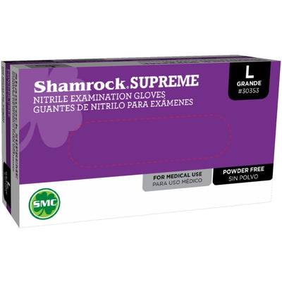 Shamrock Blue Nitrile Examination Gloves - Large, Powder Free