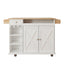 44 Inch Kitchen Island Cart with Solid Wood Top, Wine Storage, Spice Rack, Towel Rack, Wine Glass Holder White & Oak - Korvel