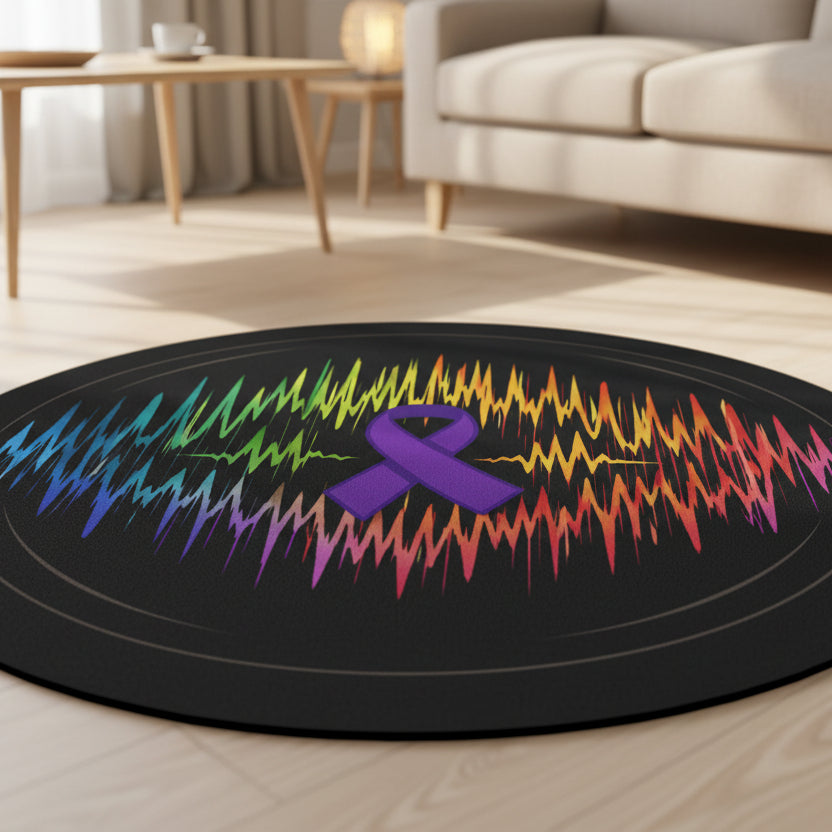 Alfombra Redonda de Concienciación sobre la Epilepsia – Diseño Arcoíris