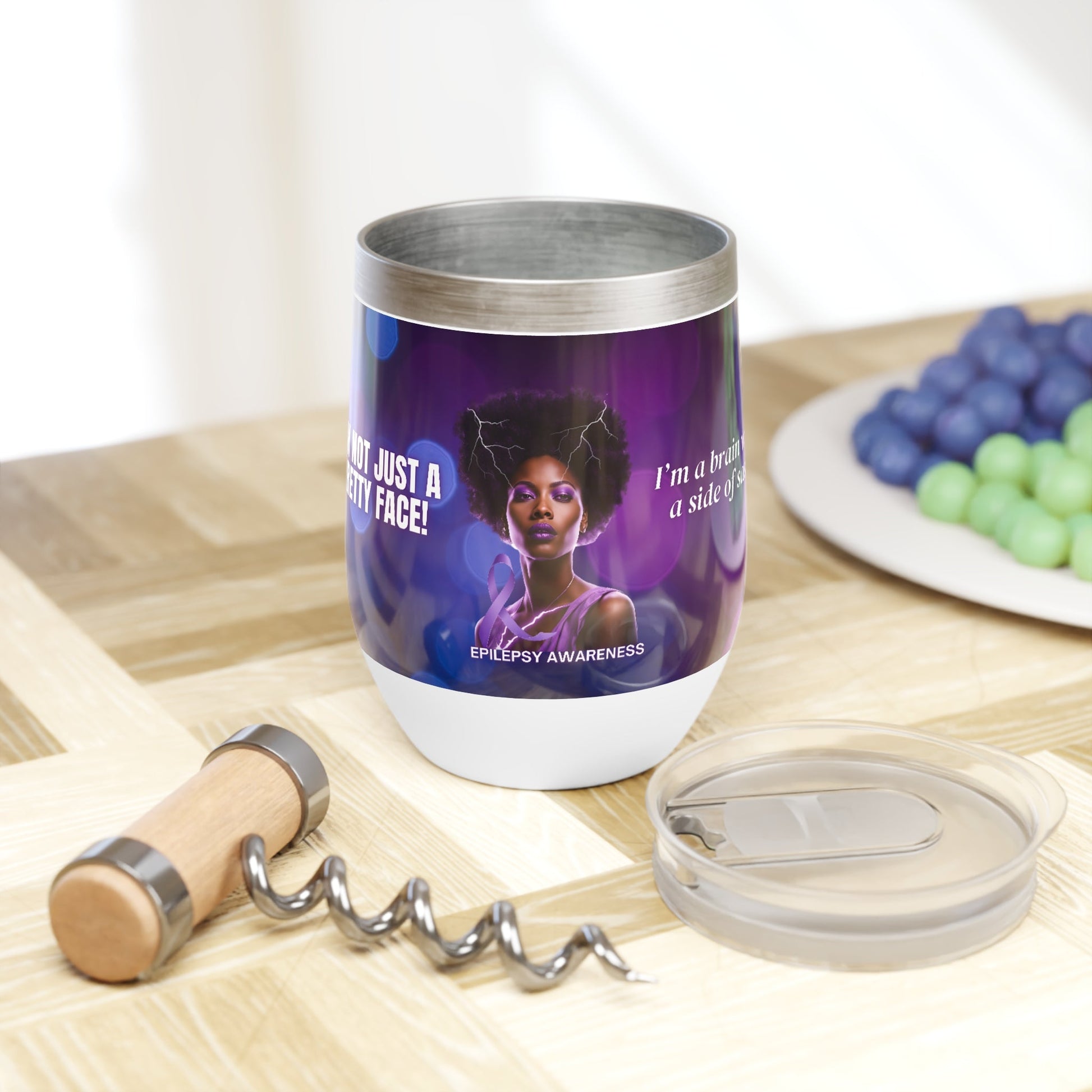 Chic Sassy Brain Wine Tumbler for Epilepsy Awareness - Korvel