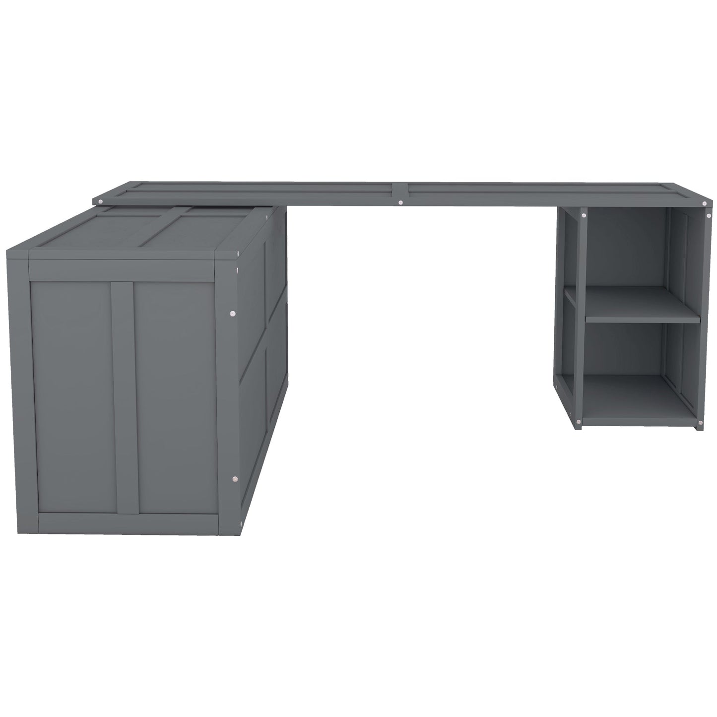 Queen Size Murphy Bed with Rotable Desk  Gray - Korvel