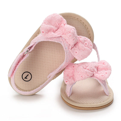 Baby Shoes Summer New 0-1 Year Old Rubber Sole Bow Sandals Toddler Shoes Baby Shoes - Korvel