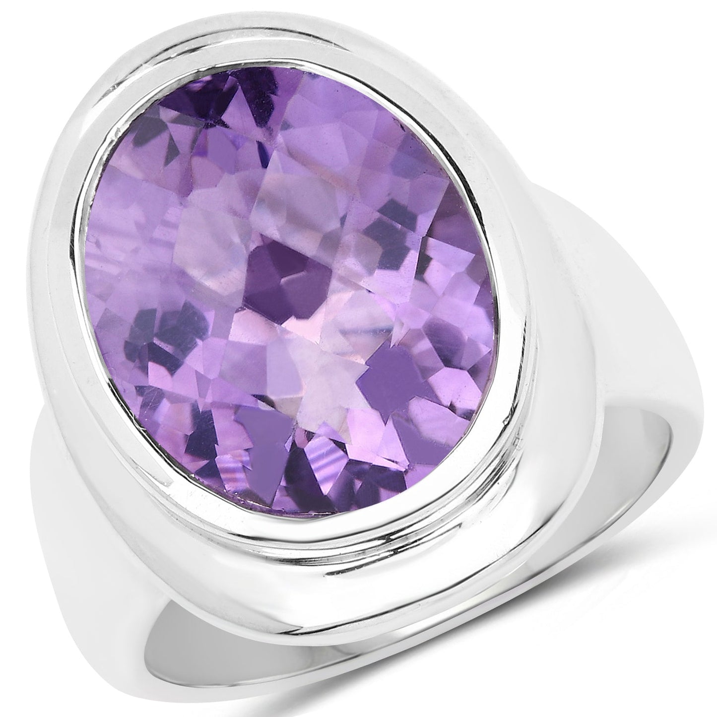 9.01 Carat Genuine Amethyst Sterling Silver Engagement Ring