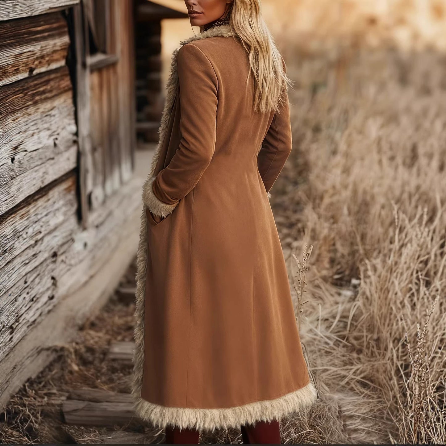 Chaqueta Larga de Ante Retro para Mujer para Primavera y Otoño