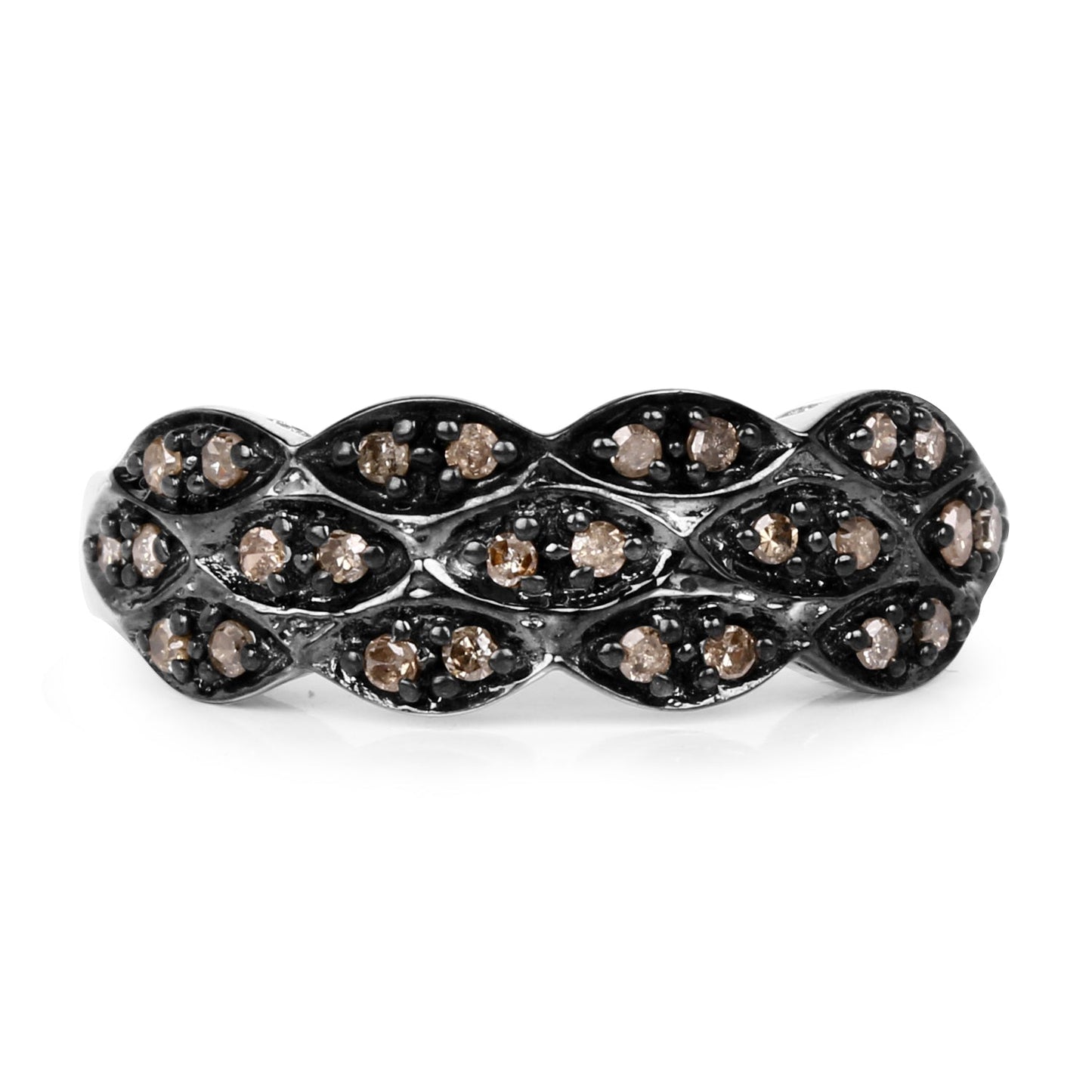 Anillo de Plata Esterlina con Diamante Champagne de 0.31 Quilates