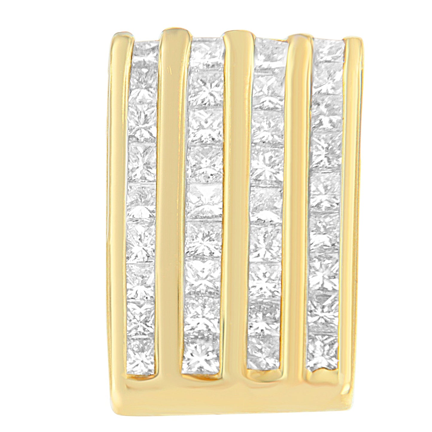 Collar de Colgante de Bloque de Diamante de Corte Princesa de Oro Amarillo de 14K