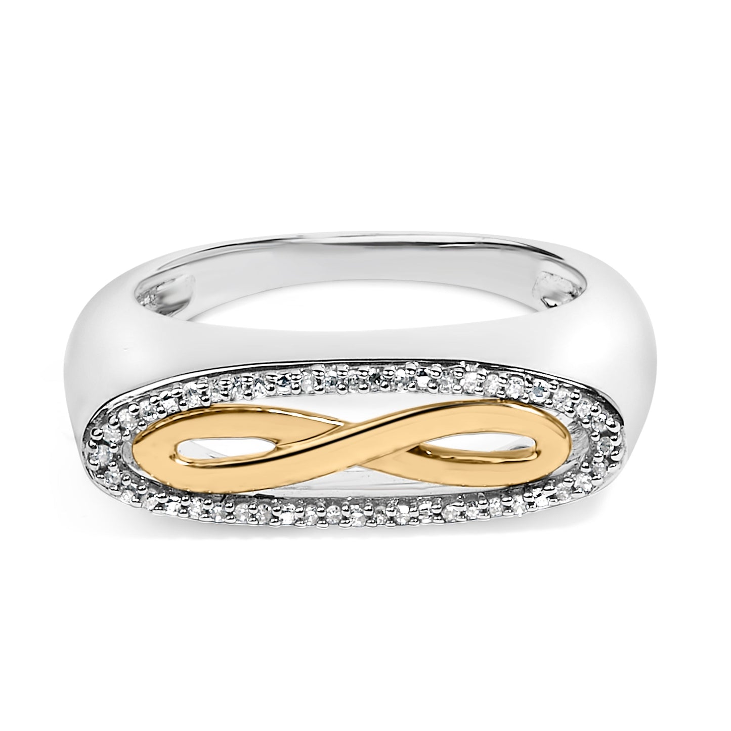 Anillo de Infinito con Acento de Diamante en Plata de Ley Baño de Oro de 14K