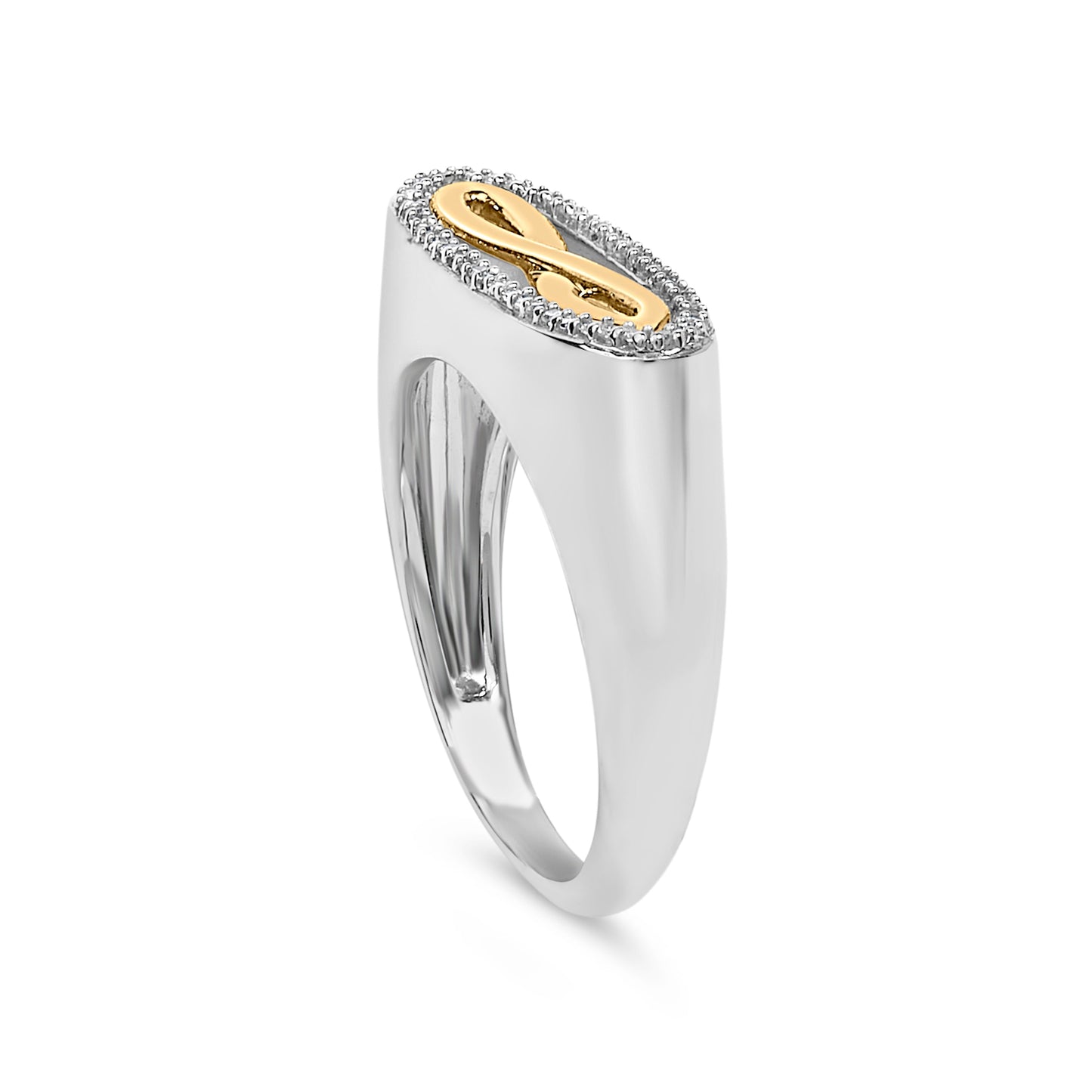 Anillo de Infinito con Acento de Diamante en Plata de Ley Baño de Oro de 14K