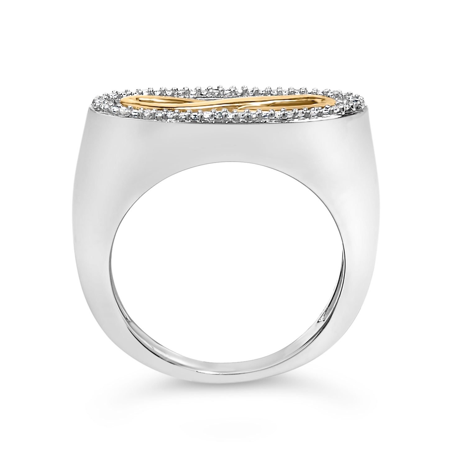 Anillo de Infinito con Acento de Diamante en Plata de Ley Baño de Oro de 14K
