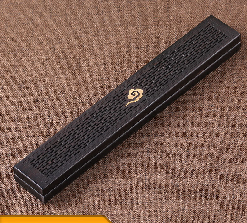 Wooden thread incense box, black sandalwood inlaid with boxwood, sleeping incense burner, incense burner, household indoor agarw - Korvel