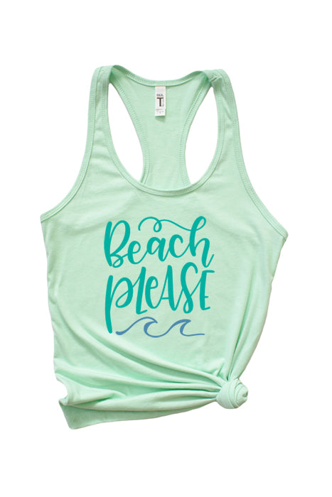 Beach Please Racerback Tank Top