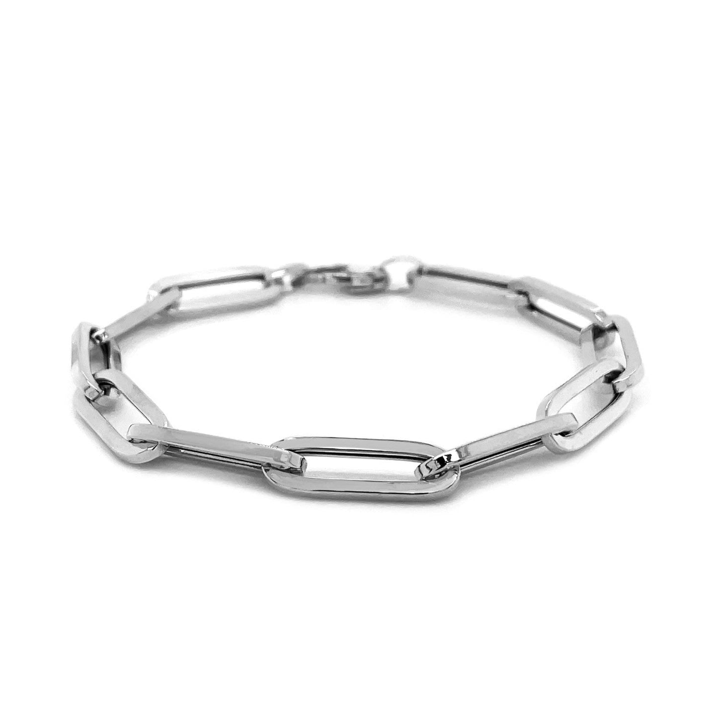 Bracelet en chaîne en papier clip extra large en or blanc 14K
