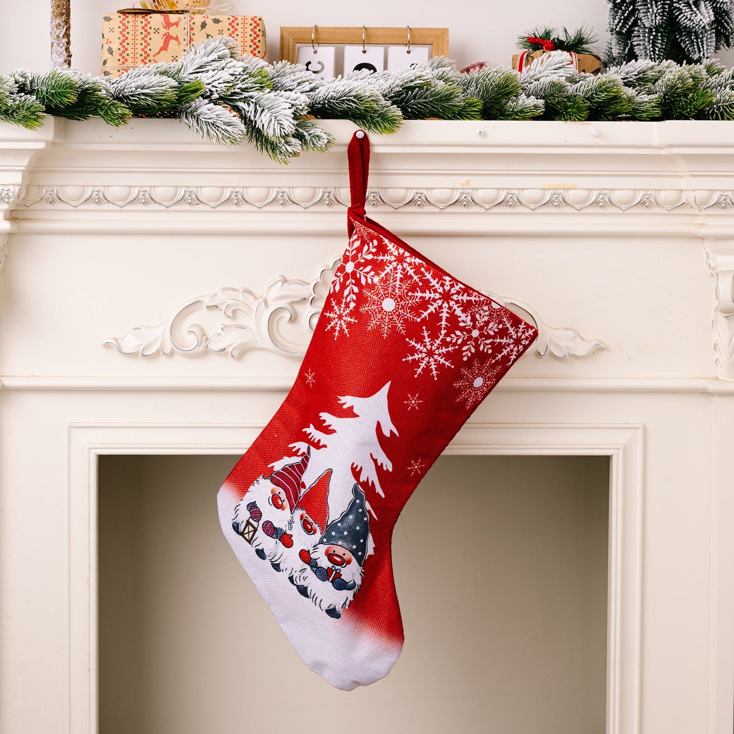 Christmas Decorations Rudolf Printed Christmas Socks Children's Gift with Large Christmas Socks - Korvel