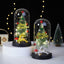Christmas Gift LED Light Illumination Decorative Ornament Mini Christmas Tree Deer Glass Cover - Korvel