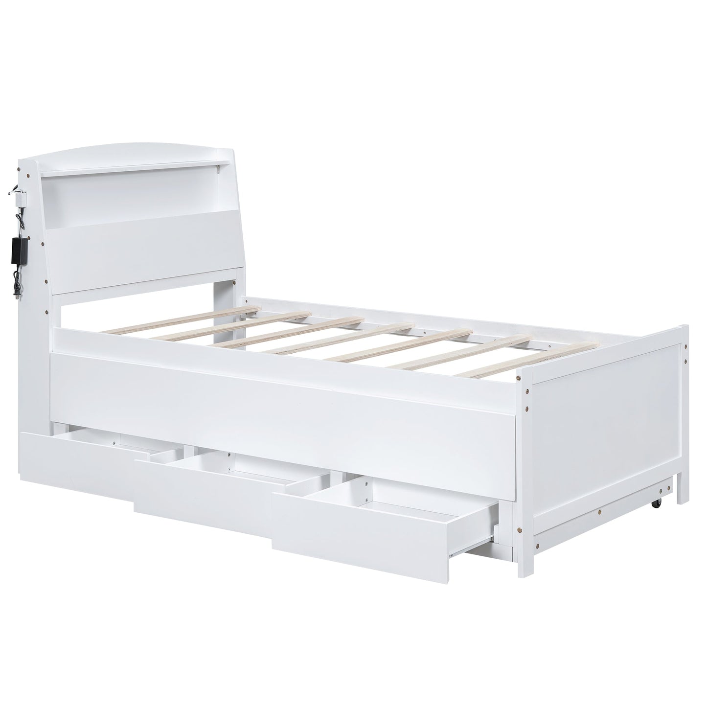 Cama Plataforma Elegante de Tamaño Twin con Almacenamiento y Cabecera LED