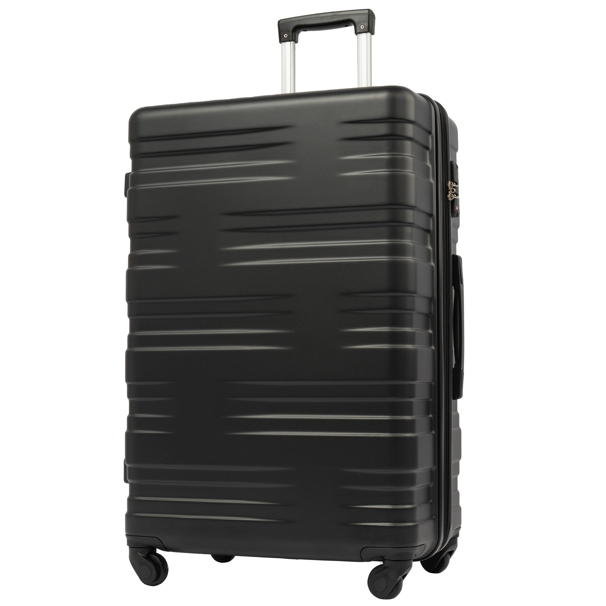 Hardshell Luggage Sets 3 Pcs Spinner Suitcase with TSA Lock Lightweight 20''24''28''   Black + ABS - Korvel