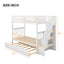 Twin over Twin Bunk Bed with Trundle and Storage  White - Korvel