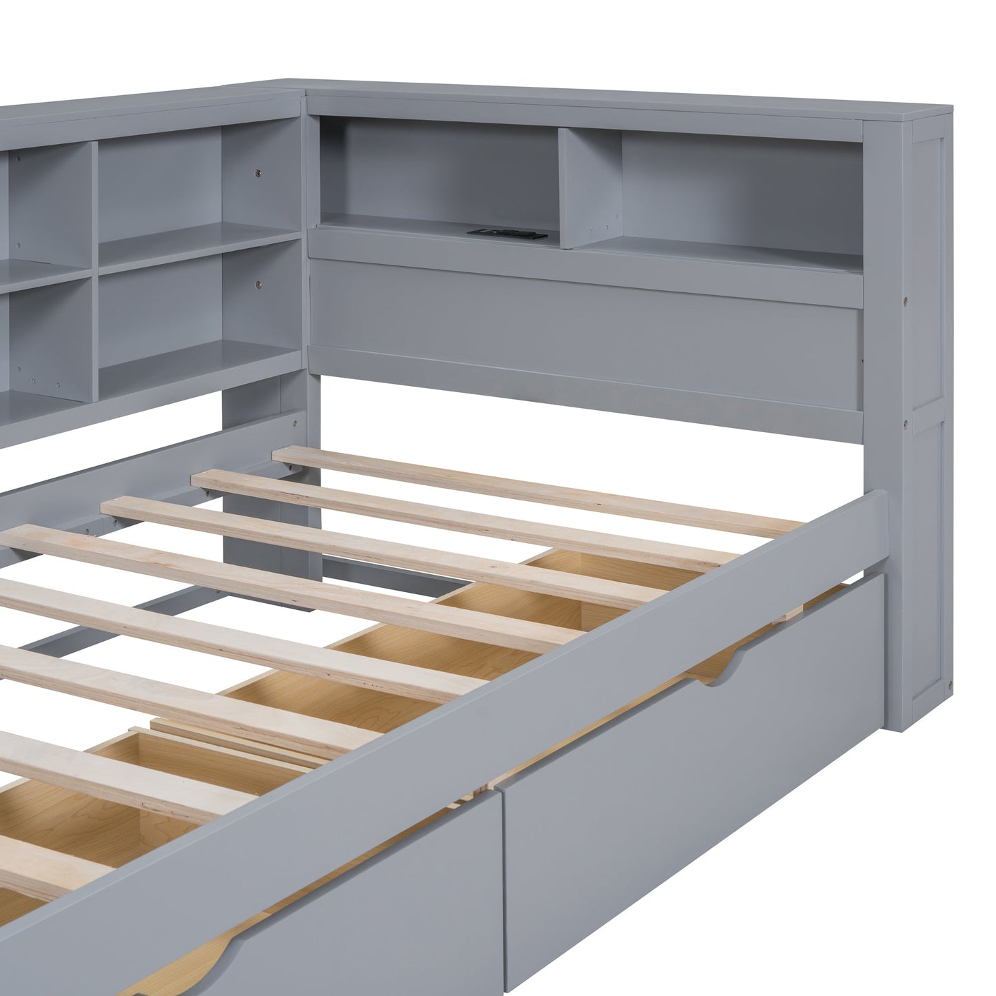 Wooden Twin Size Daybed with Storage and USB Ports - Grey