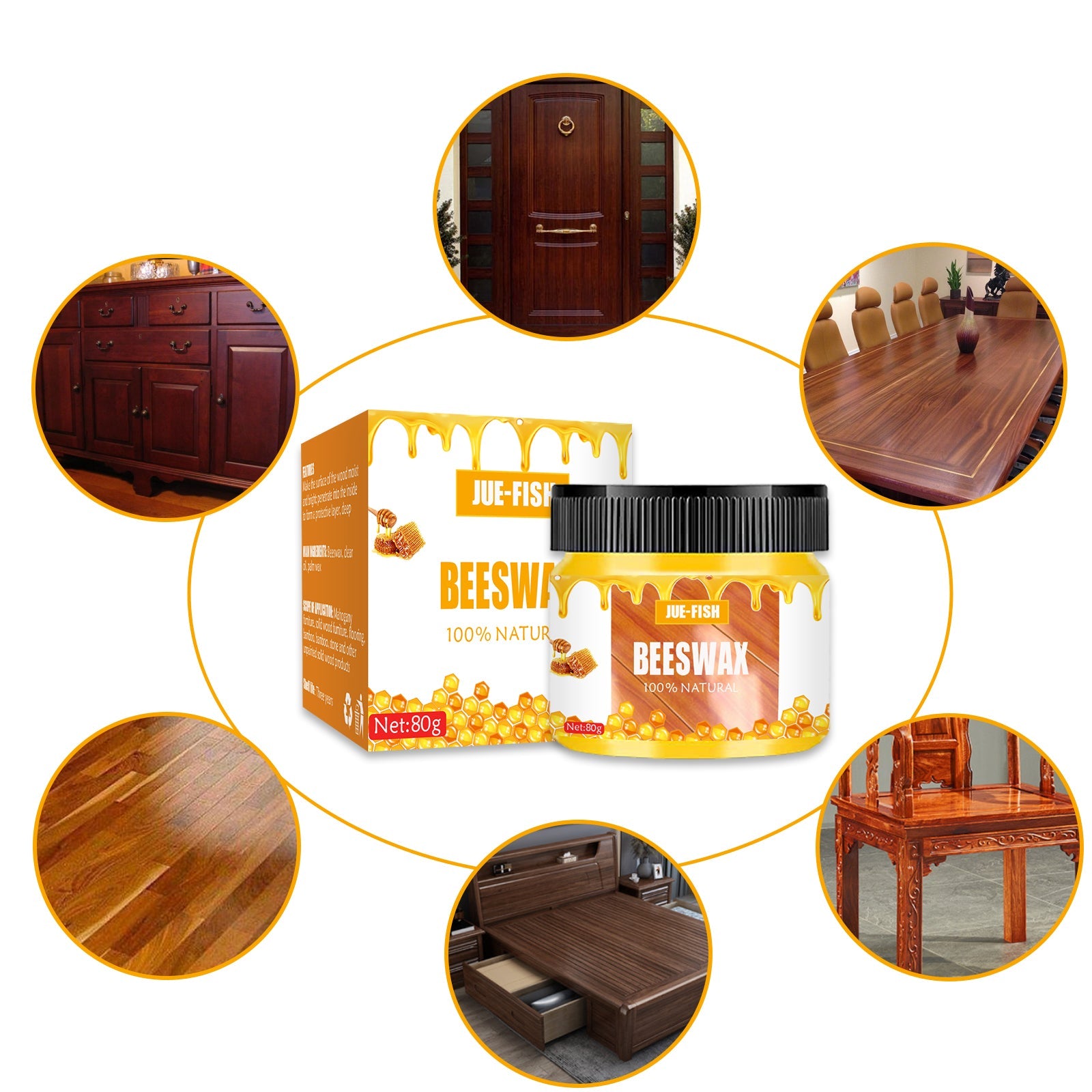 Beeswax, Wood Furniture Floor Brightening Wear Resistant Polishing Clean Scratches Refurbished Maintenance Care Wax - Korvel