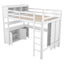 Wood Loft Bed with Cabinet and Bookshelf, Full Size Loft with Wardrobe and Desk for Kids,White - Korvel