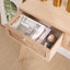 Side table with two real rattan drawers, solid wood table legs can be used in the dining room living room,bedroom - Korvel