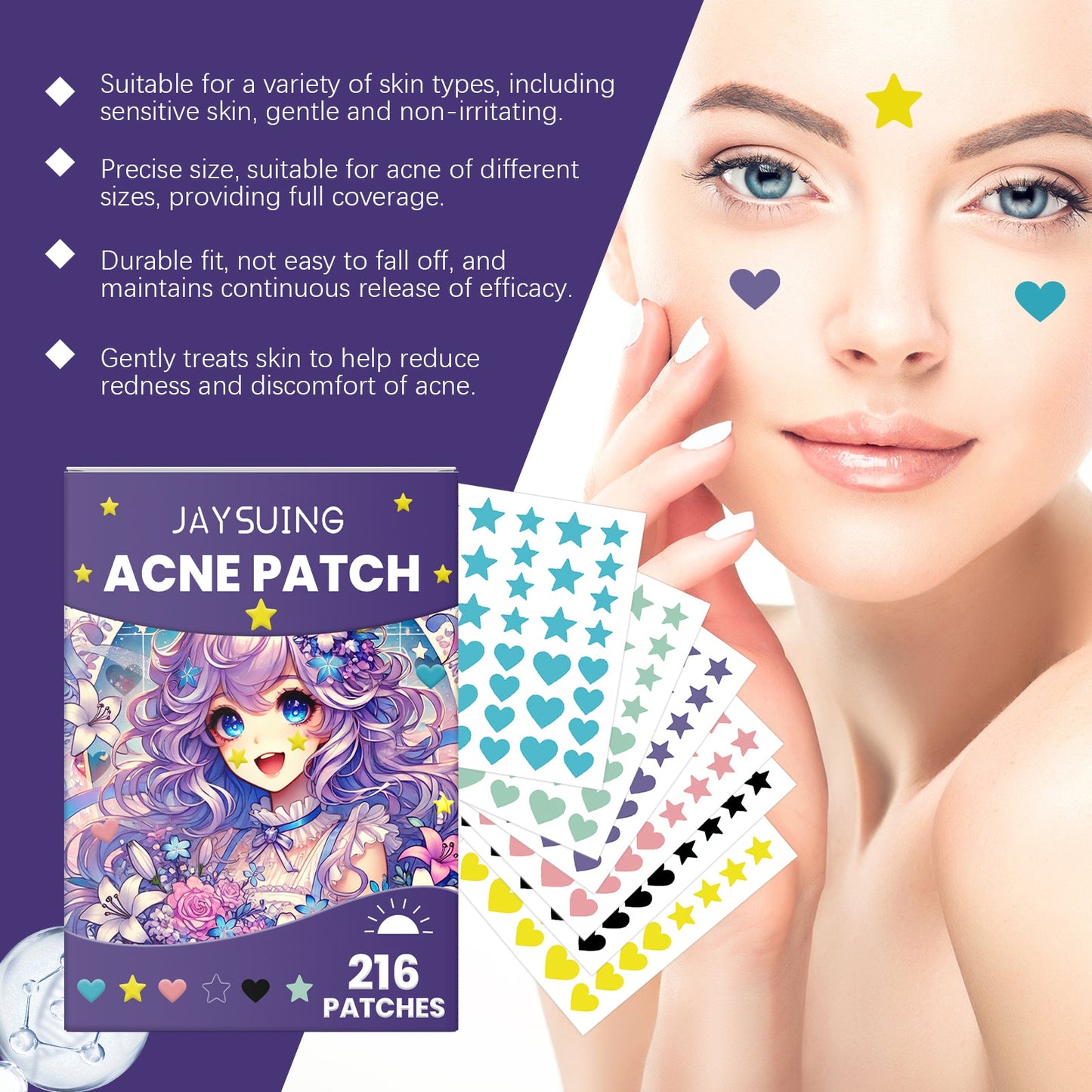 Color Acne Patch Covering Acne Print Face Patch For Comfort And Smoothness - Korvel