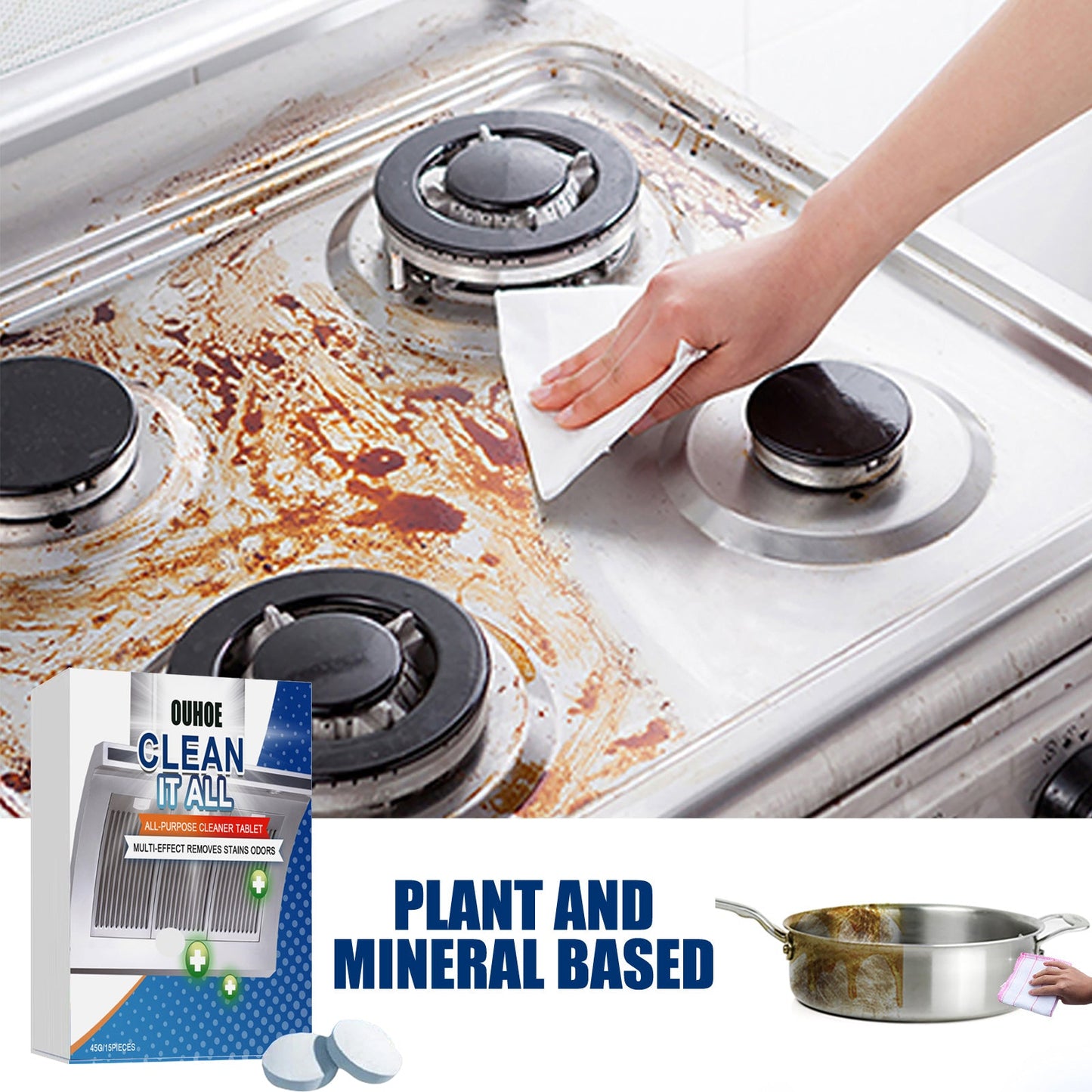 Ouhoe Kitchen Oil Cleaning Effervescent Tablet Household Kitchen Range Hood Oven Cleaning Effervescent Tablet - Korvel