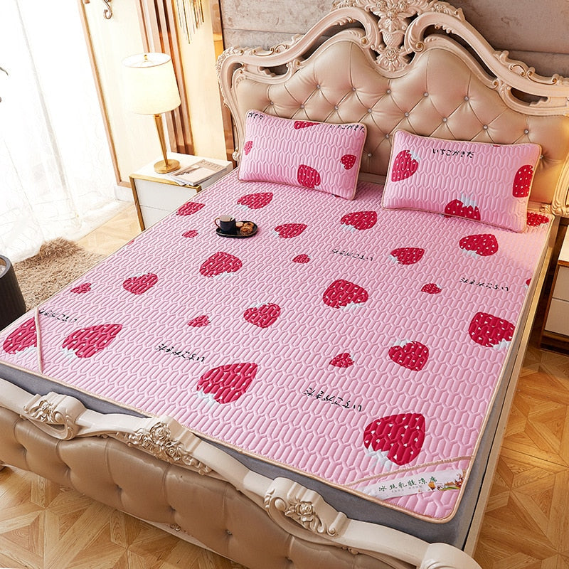 Summer Bed Sheet Ice Silk Mat Soft and Comfortable Latex Mattress Bedding Three-piece Breathable Mat for Comfortable Sleep - Korvel