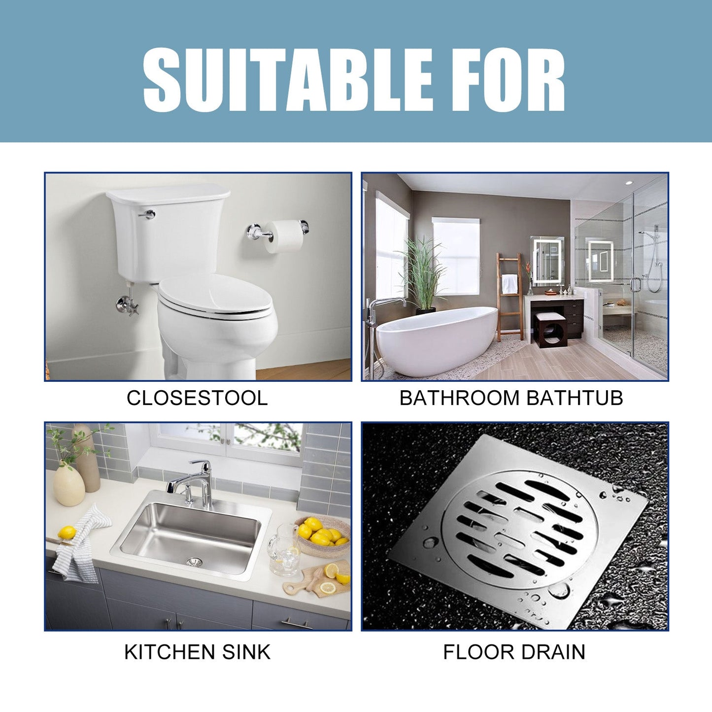Drain Unclogger, Kitchen Toilet Sewer Pipe Oil Blockage Cleaning Dredging Deodorization - Korvel